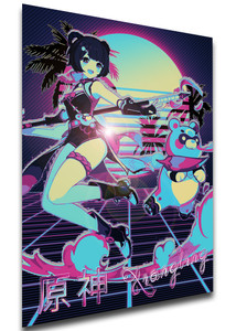 Poster Vaporwave 80s Style - Genshin Impact - Xiangling SA0810 Poster Vaporwave 80s Style - Genshin Impact - Xiangling SA0810