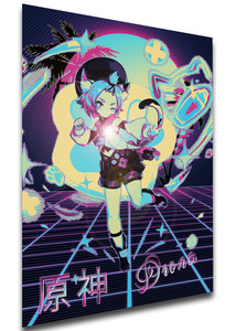 Poster Vaporwave 80s Style - Genshin Impact - Diona SA0794 Poster Vaporwave 80s Style - Genshin Impact - Diona SA0794