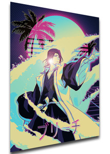Poster Vaporwave 80s Style - Bleach - Byakuya Kuchiki - LL1827 Poster Vaporwave 80s Style - Bleach - Byakuya Kuchiki - LL1827