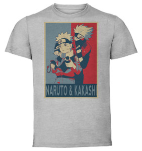 T-Shirt Unisex Grey Propaganda - Naruto - Naruto & Kakashi SA0747 T-Shirt Unisex Grey Propaganda - Naruto - Naruto & Kakashi SA0747