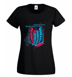T-Shirt Lady Fit Black White - Attack on Titan - Guren no Yumiya Italian Cover by Super Saiyan Cartoon Band T-Shirt Lady Fit Black White - Attack on Titan - Guren no Yumiya Italian Cover by Super Saiyan Cartoon Band