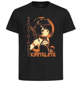 T-Shirt Unisex Black Japanese Style - Genshin Impact - Xiangling T-Shirt Unisex Black Japanese Style - Genshin Impact - Xiangling