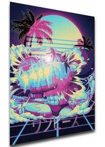 Poster Vaporwave 80s Style - One Piece - Franky - LL1808