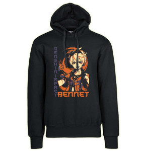 Hoodie Unisex Black Japanese Style - Genshin Impact - Bennet Hoodie Unisex Black Japanese Style - Genshin Impact - Bennet