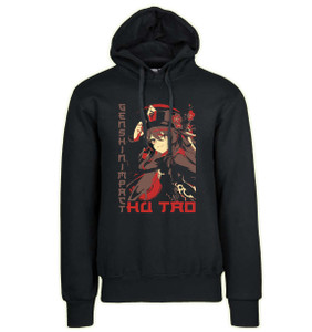 Hoodie Unisex Black Japanese Style - Genshin Impact - Hu Tao