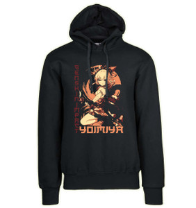 Hoodie Unisex Black Japanese Style - Genshin Impact - Yoimiya Hoodie Unisex Black Japanese Style - Genshin Impact - Yoimiya