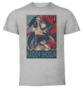 T-Shirt Unisex Grey Propaganda - Genshin Impact - Raiden Shogun SA0860 T-Shirt Unisex Grey Propaganda - Genshin Impact - Raiden Shogun SA0860