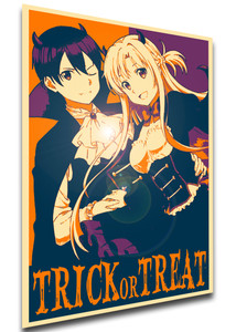 Poster Propaganda Helloween - Trick or Treat - Sword Art Online - Kirito & Asuna Vampires SA0912