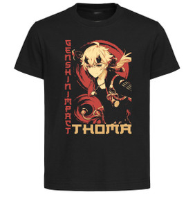 T-Shirt Unisex Black Japanese Style - Genshin Impact - Thoma SA0941