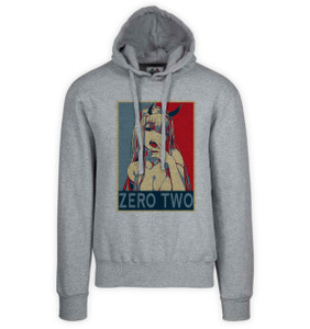 Hoodie Unisex Grey Propaganda - Darling in the Franxx - Zero Two Variant 02 SA0828 Hoodie Unisex Grey Propaganda - Darling in the Franxx - Zero Two Variant 02 SA0828