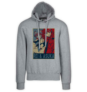 Hoodie Unisex Grey Propaganda - Evangelion - Rei & Asuka Variant 01 SA0845 Hoodie Unisex Grey Propaganda - Evangelion - Rei & Asuka Variant 01 SA0845