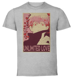 T-Shirt Unisex Grey Propaganda Valentine's Day - Jujutsu Kaisen - Satoru Gojo - Unlimited Love SA0674 T-Shirt Unisex Grey Propaganda Valentine's Day - Jujutsu Kaisen - Satoru Gojo - Unlimited Love SA0674