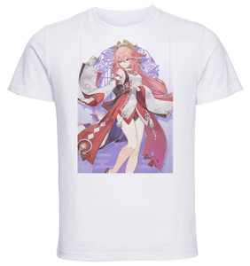 T-Shirt Unisex White Videogame - Genshin Impact - Yae Miko