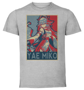 T-Shirt Unisex Grey Propaganda - Genshin Impact - Yae Miko SA1015 T-Shirt Unisex Grey Propaganda - Genshin Impact - Yae Miko SA1015