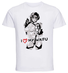 T-Shirt White - Black Ink Waifu - Genshin - Eula - PE0386 T-Shirt White - Black Ink Waifu - Genshin - Eula - PE0386