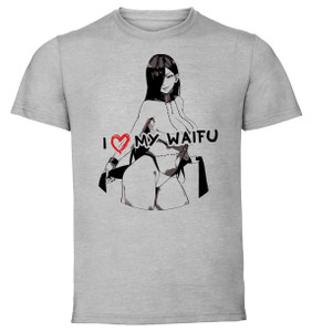 T-Shirt Grey - Black Ink Waifu - Danmachi - Aisha- PE0392