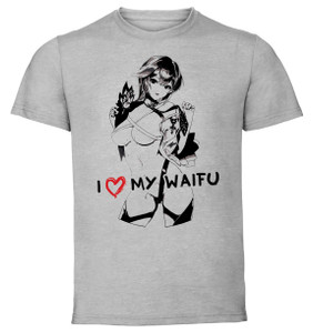 T-Shirt Grey - Black Ink Waifu - Genshin - Eula - PE0386