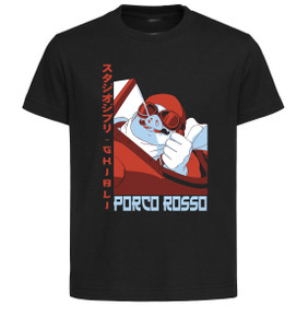 T-Shirt Unisex Black Japanese Style - Ghibli - Porco Rosso - LL3676 T-Shirt Unisex Black Japanese Style - Ghibli - Porco Rosso - LL3676