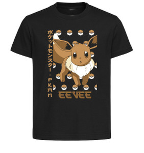 T-Shirt Unisex Black Japanese Style - Pocket Monsters - Eevee - LL3691 T-Shirt Unisex Black Japanese Style - Pocket Monsters - Eevee - LL3691