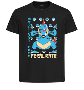 T-Shirt Unisex Black Japanese Style - Pocket Monsters - Feraligatr - LL3700 T-Shirt Unisex Black Japanese Style - Pocket Monsters - Feraligatr - LL3700