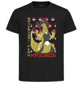 T-Shirt Unisex Black Japanese Style - Pocket Monsters - Haxorus - LL3724