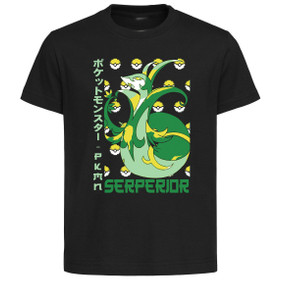 T-Shirt Unisex Black Japanese Style - Pocket Monsters - Serperior - LL3719 T-Shirt Unisex Black Japanese Style - Pocket Monsters - Serperior - LL3719
