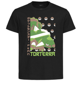 T-Shirt Unisex Black Japanese Style - Pocket Monsters - Torterra - LL3713 T-Shirt Unisex Black Japanese Style - Pocket Monsters - Torterra - LL3713