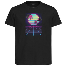 T-Shirt Unisex Black Custom Vaporwave 80s Style T-Shirt Unisex Black Custom Vaporwave 80s Style