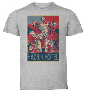 T-Shirt Unisex Grey Propaganda - Hazbin Hotel - Characters SA1226 T-Shirt Unisex Grey Propaganda - Hazbin Hotel - Characters SA1226
