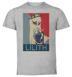 T-Shirt Unisex Grey Propaganda - Hazbin Hotel - Lilith LL3915 T-Shirt Unisex Grey Propaganda - Hazbin Hotel - Lilith LL3915