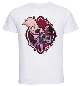 T-Shirt Unisex White Fanmerch Bizio_Art - Hazbin Hotel - Angel Dust x Husk