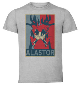T-Shirt Unisex Grey Propaganda - Hazbin Hotel - Alastor Variant 03  SA1255 T-Shirt Unisex Grey Propaganda - Hazbin Hotel - Alastor Variant 03  SA1255
