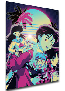 Poster - Vaporwave 80s Style - Inuyasha - Characters Poster - Vaporwave 80s Style - Inuyasha - Characters