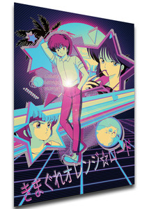 Poster - Vaporwave 80s Style - Orange Road - Characters Variant Poster - Vaporwave 80s Style - Orange Road - Characters Variant