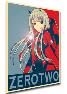 Poster - Propaganda - Darling in the Franxx - Zero Two variant 7 Poster - Propaganda - Darling in the Franxx - Zero Two variant 7