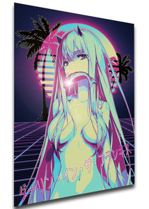 Poster - Vaporwave 80s Style - Darling in the Franxx - Zero Two Variant Poster - Vaporwave 80s Style - Darling in the Franxx - Zero Two Variant