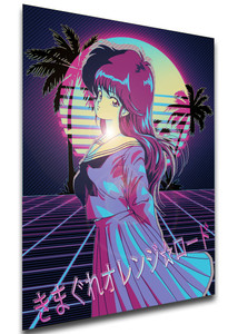 Poster - Vaporwave 80s Style - Orange Road - Characters
