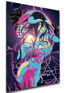 Poster - Vaporwave 80s Style - Overlord - Albedo Poster - Vaporwave 80s Style - Overlord - Albedo