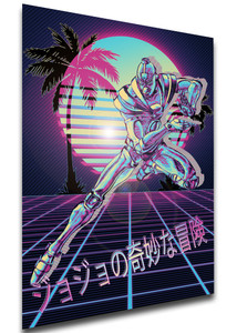 Poster - Vaporwave 80s Style - Jojo's Bizarre Adventure - Stardust Crusaders - Hierophant Green Variant 01