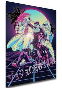 Poster - Vaporwave 80s Style - Jojo's Bizarre Adventure - Diamond is Unbreakable - Characters Poster - Vaporwave 80s Style - Jojo's Bizarre Adventure - Diamond is Unbreakable - Characters