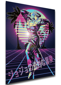 Poster - Vaporwave 80s Style - Jojo's Bizarre Adventure - Diamond is Unbreakable - Josuke Higashikata Variant 03 Poster - Vaporwave 80s Style - Jojo's Bizarre Adventure - Diamond is Unbreakable - Josuke Higashikata Variant 03