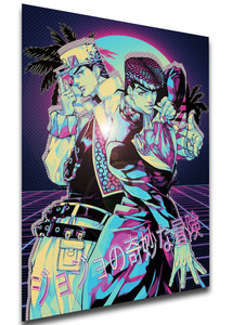 Poster - Vaporwave 80s Style - Jojo's Bizarre Adventure - Diamond is Unbreakable - Jotaro Kujo and Josuke Higashikata Poster - Vaporwave 80s Style - Jojo's Bizarre Adventure - Diamond is Unbreakable - Jotaro Kujo and Josuke Higashikata