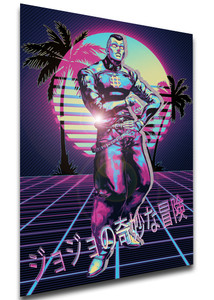 Poster - Vaporwave 80s Style - Jojo's Bizarre Adventure - Diamond is Unbreakable - Okuyasu Nijimura Poster - Vaporwave 80s Style - Jojo's Bizarre Adventure - Diamond is Unbreakable - Okuyasu Nijimura