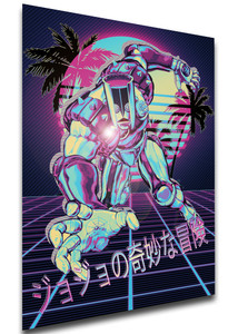 Poster - Vaporwave 80s Style - Jojo's Bizarre Adventure - Diamond is Unbreakable - The Hand Poster - Vaporwave 80s Style - Jojo's Bizarre Adventure - Diamond is Unbreakable - The Hand