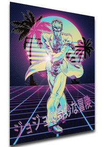Poster - Vaporwave 80s Style - Jojo's Bizarre Adventure - Diamond is Unbreakable - Yoshikage Kira Variant 01 Poster - Vaporwave 80s Style - Jojo's Bizarre Adventure - Diamond is Unbreakable - Yoshikage Kira Variant 01