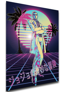 Poster - Vaporwave 80s Style - Jojo's Bizarre Adventure - Diamond is Unbreakable - Yoshikage Kira Poster - Vaporwave 80s Style - Jojo's Bizarre Adventure - Diamond is Unbreakable - Yoshikage Kira