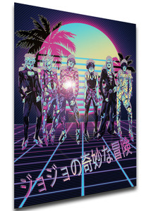 Poster - Vaporwave 80s Style - Jojo's Bizarre Adventure - Vento Aureo - Characters Poster - Vaporwave 80s Style - Jojo's Bizarre Adventure - Vento Aureo - Characters