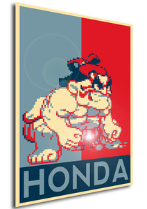 Poster - Propaganda - Pixel Art - Street Fighter II - Honda