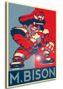 Poster - Propaganda - Pixel Art - Street Fighter II - M.Bison Poster - Propaganda - Pixel Art - Street Fighter II - M.Bison