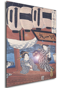 Poster - Ukiyo-e - Hiroshige - Enjoying the fireworks and the cool of the evening at Ryogoku bridge - 20 Poster - Ukiyo-e - Hiroshige - Enjoying the fireworks and the cool of the evening at Ryogoku bridge - 20